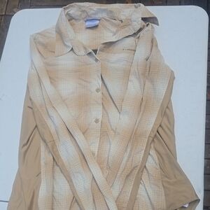 Columbia Women's Tan Plaid Button-Down Shirt